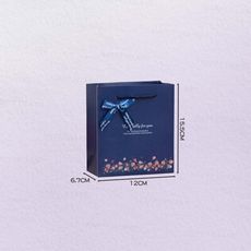 深藍卡碎花蝴蝶結紙袋【直1款-14×6.7×15.5cm】
