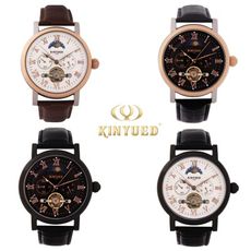 國王錶 熱銷日月星晨機械皮帶手錶(J029)