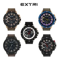 EXTRI X6005時尚三眼皮帶手錶