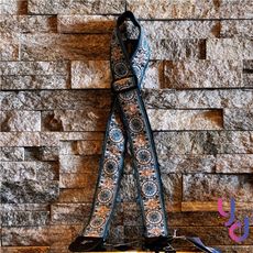 加拿大製 Perri's 藍色曼陀羅 緹花織布 特殊花紋 電 木 吉他 貝斯 背帶 肩帶