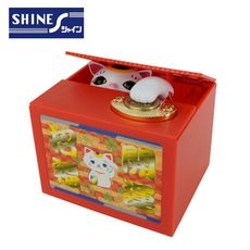 好運招財貓 偷錢箱 存錢筒 儲金箱 小費箱 招財貓 SHINE 日本正版【376985】