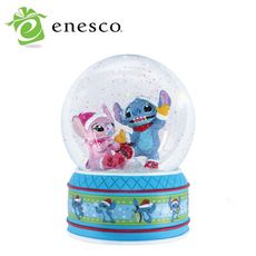 Enesco 史迪奇和安琪 聖誕水晶球 公仔 擺飾 史迪奇 Stitch 迪士尼【367252】