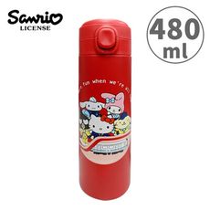 台北捷運 x 三麗鷗 彈蓋型 保溫瓶 480ml 不鏽鋼保溫瓶 隨身瓶 50周年紀念【009266】