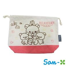 San-X 拉拉熊 帆布 束口袋 收納袋 抽繩束口袋 懶懶熊 Rilakkuma【220647】