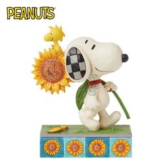 Enesco 史努比 手拿向日葵 塑像 公仔 精品雕塑 Snoopy PEANUTS【426195】