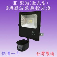 HD-830A  30W微波感應投光燈(全電壓)【台灣製造】(滿2000元以上送LED燈泡一顆)