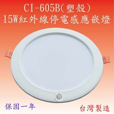 CI-605B  15W紅外線停電感應嵌燈(塑殼-台灣製造)(滿2000元以上送LED燈泡一顆)