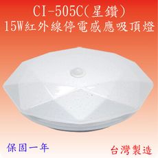 CI-505C 15W紅外線停電感應吸頂燈(星鑽-台灣製造)(滿2000元以上送LED燈泡一顆)