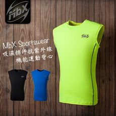 【MBX台灣製運動機能服】吸濕排汗抗紫外線動感背心 (黑藍黃3色任選)