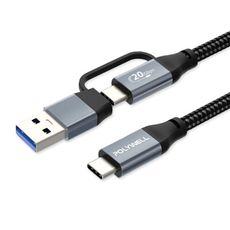 USB-C To C+USB 二合一PD編織快充傳輸線 100cm 適用 Type-C 充電線