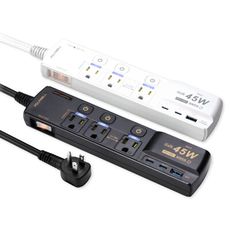 按壓式4開3插3P氮化鎵PD45W超閃充USB延長線 適用 USB延長線 電源延長線