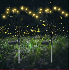 太陽能燈戶外草坪LED螢火蟲燈景觀庭院氛圍燈別墅花園布置裝飾地插景觀燈防水草坪燈串10頭燈 兩隻裝