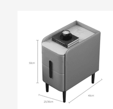 迷你小型床頭櫃北歐現代輕奢全實木簡約皮質超窄岩板臥室免安裝 床頭櫃 床邊櫃 收納櫃