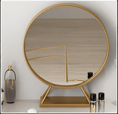 鏡子 妝鏡 圓鏡北歐鐵藝化妝鏡 梳妝鏡桌面鏡圓鏡子 浴室鏡子 50CM