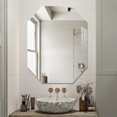 鏡子無框浴室壁掛鏡創意八角鏡子洗手台壁掛鏡衛生間黏貼鏡子貼牆廁所洗漱化妝鏡 50*70可訂製
