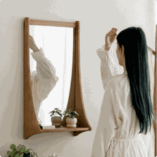 鏡子 壁掛鏡 民宿原木復古鏡子 玄關穿衣鏡 浴室梳妝鏡 化妝鏡 掛鏡 北欧梳妆镜 掛墙镜80*45