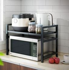 可伸縮廚房置物架 微波爐架子烤箱收納家用雙層臺面桌面多功能櫥櫃