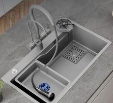 水槽盆 日式家用加厚大單槽 廚房納米水槽 304不鏽鋼洗菜盆台下盆 洗碗池