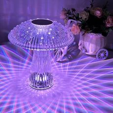新款創意充電款水晶蘑菇台燈 觸摸裝飾氛圍燈床頭小夜燈 台燈