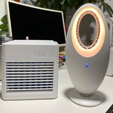 新款桌面無葉風扇 迷你USB充電桌面夜燈90°自動旋轉無葉風扇