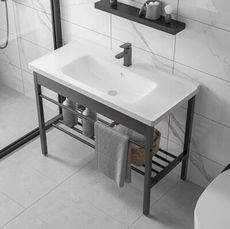 陽台洗手盆 壹體落地式陶瓷衛生間浴室洗臉盆 櫃組合小戶型洗漱水池