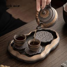 禪意日式茶盤 小型家用儲水簡易幹泡臺茶具壺承托盤茶臺