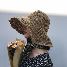 太陽帽 帽子女夏天韓版網紅草帽 出遊百搭編織漁夫帽 遮陽帽 沙灘太陽帽