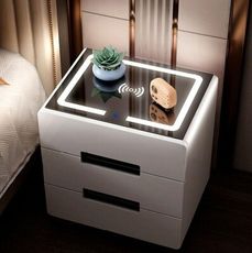 免安裝 新款無線智能可充電床頭櫃 多功能輕奢簡約現代床頭桌臥室床邊櫃