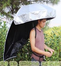 遮陽傘 可背式采茶傘 攜帶遮陽傘超輕頭帽傘戶外防曬雙層黑膠創意晴雨傘