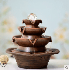 現代辦公室桌面流水小噴泉創意擺件水晶球房間布置擺設盆景裝飾品