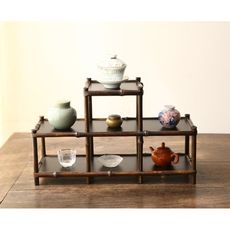 星洋家居手工竹制茶道 茶杯擺件展示架 紫竹多寶格 茶具收納博古架