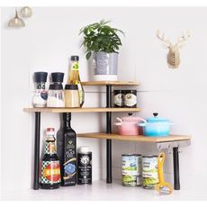 diy廚房轉角置物架台面調料架可旋轉架子帶挂鈎桌面拐角收納架 - diy自由組合置物架