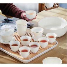 德化白瓷甜白釉蓋碗茶杯套裝 功夫茶具家用陶瓷簡約