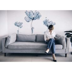 【免運費】墻紙自粘貼畫 小清新藍花墻貼 創意臥室房間溫馨背景墻壁裝飾貼紙
