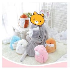 星洋*上新活動限時優惠超萌倉鼠午睡小枕頭汽車載抱枕被子兩用冬季珊瑚絨毯子三合壹女男通用暖手靠枕 免運
