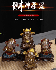 熱水變色茶寵擺件財神笑佛茶玩精品可養茶盤茶臺茶室茶具配件飾