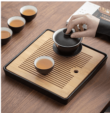 小型家用茶盤 客廳簡約儲水式瀝水托盤 幹泡台 竹制功夫茶具茶海