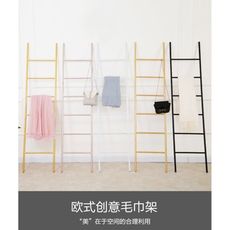 北歐鐵藝毛巾架靠墻落地式多層梯形置物架衛生間創意衣服收納架