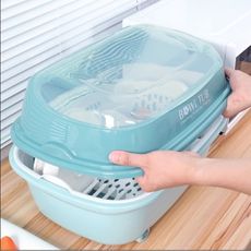 家用碗筷瀝水收納盒廚房帶蓋碗盆碗碟置物架餐具大號塑料涼碗盤櫃