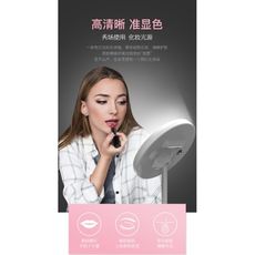 led化妝鏡帶燈補光宿舍桌面臺式梳妝鏡女折疊網紅隨身便攜小鏡子