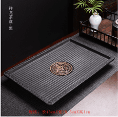 陶瓷茶盤家用功夫茶具套裝幹泡盤小號茶臺浮雕排水式高溫黑陶特價