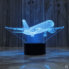 創意飛機3d小夜燈usb插電觸摸臺燈裝飾床頭燈酒吧桌燈兒童伴睡燈