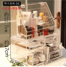 翻蓋化妝品收納盒透明防塵大號梳妝台護膚品玻璃桌面整理盒置物架