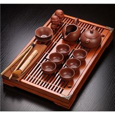 一件免運功夫茶具套裝簡約整套實木茶盤陶瓷紫砂冰裂茶壺茶杯茶海家用