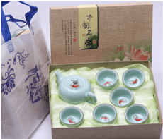 陶瓷茶具套裝魚杯茶具套裝青瓷茶具功夫茶杯陶瓷杯子茶具特價