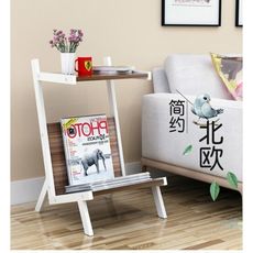 簡約現代沙發邊幾咖啡桌鐵藝創意雜誌架落地簡易書架置物架床頭櫃