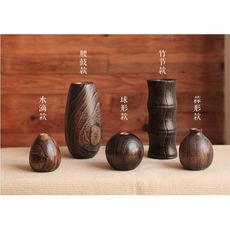 燒桐木花瓶實木花插花器木質花瓶擺件台面餐桌小花瓶