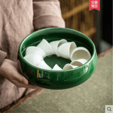 創意沙金釉茶洗特大號家用筆洗水盂水洗茶杯茶渣缸煙灰缸茶具配件
