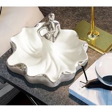 水果盤客廳 創意 家用茶幾果盤現代簡約歐式陶瓷糖果盤裝飾小擺件 -  青葉果盤7711