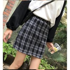 百搭高腰短款格子半身裙女2019夏季新款韓版學生顯瘦a字型短裙子